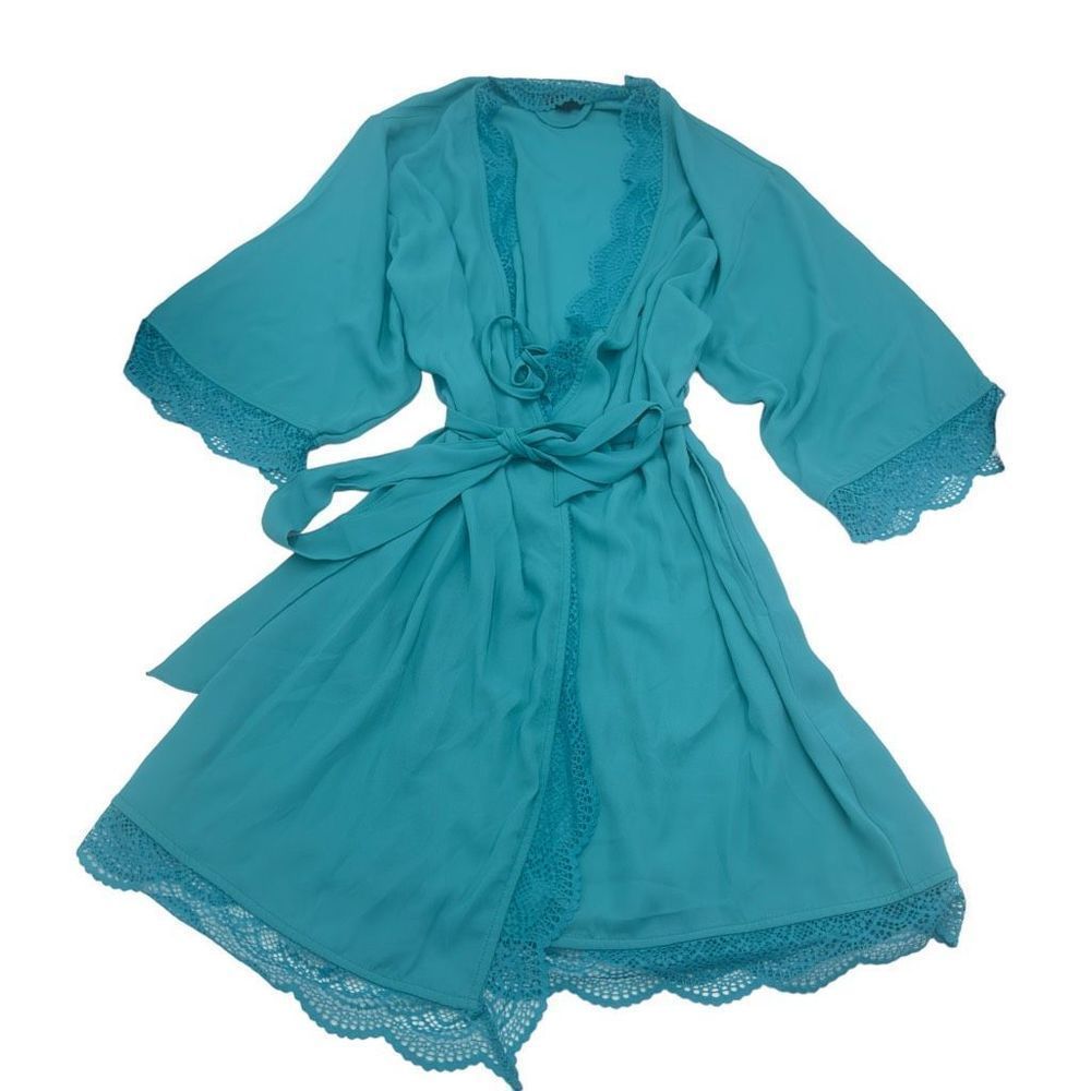 International Concepts Lace Trim Short Robe Intimates Pajamas Women